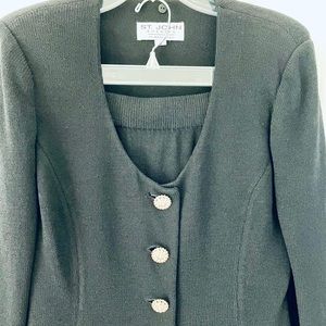 Classic Black St. John’s Knit 2 Piece Suit